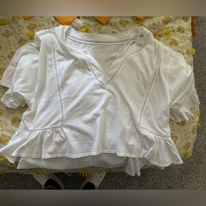 Aerie White Ruffle Blouse